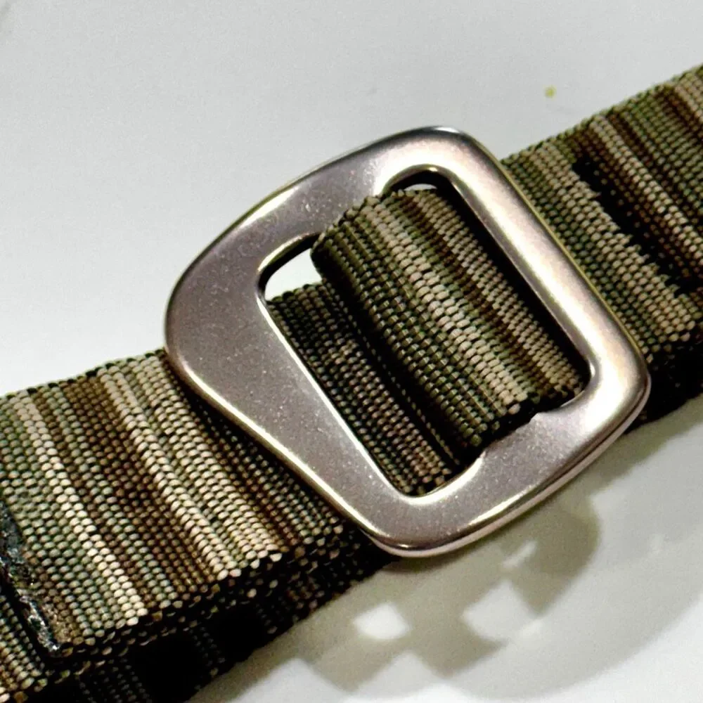 Bison Design Canvas Belt. Medium. greens/Browns.